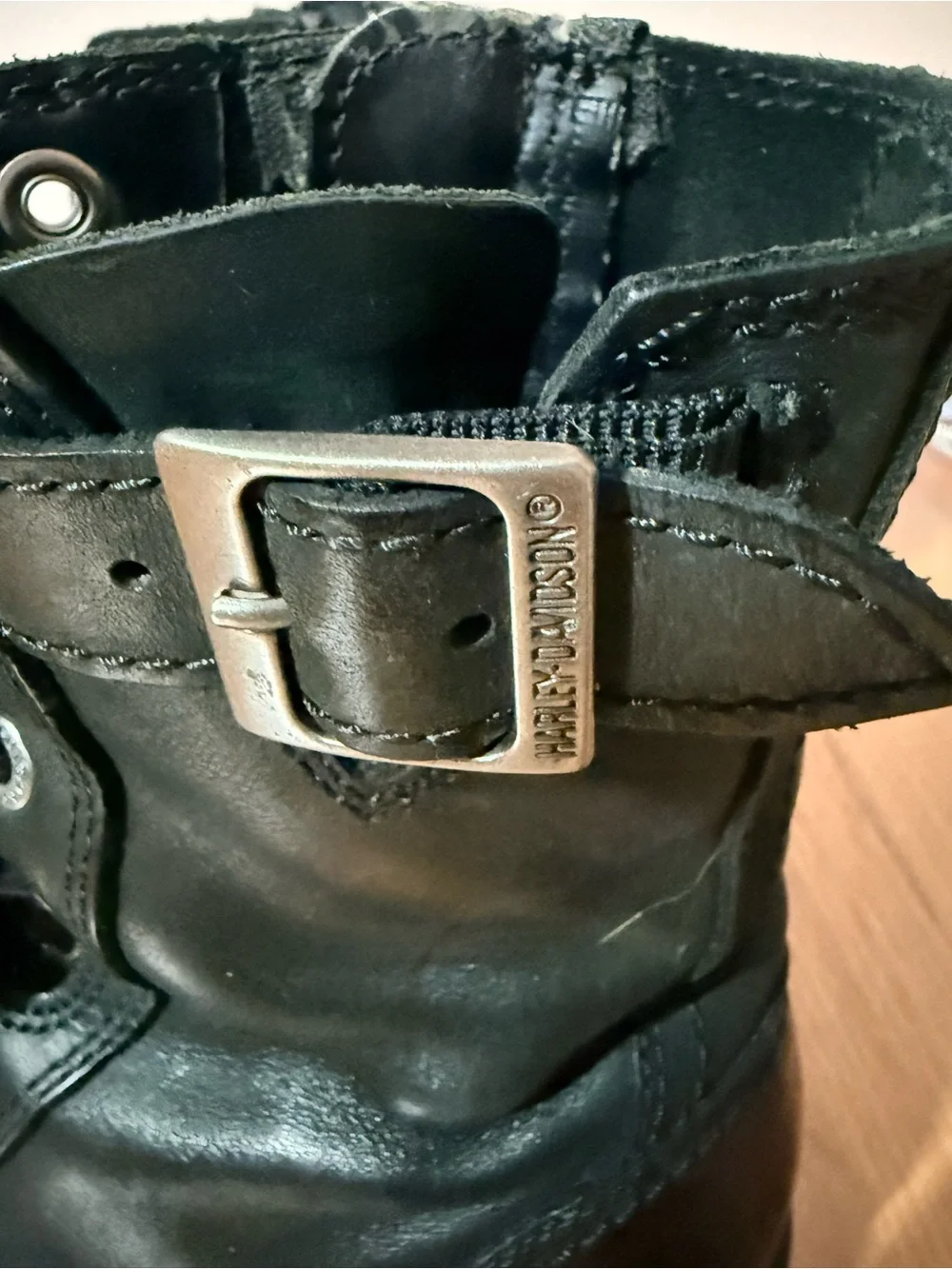 Harley-Davidson Black Leather Lace-Up Moto Combat Boots - Picture 3 of 10